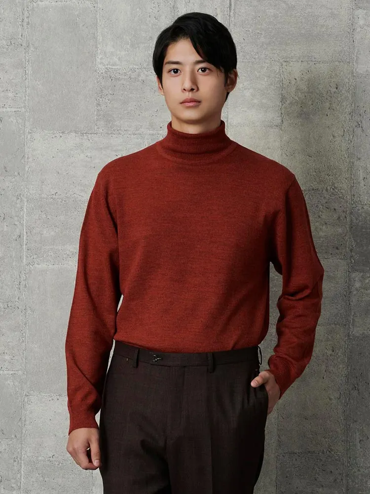 オレンジ TRANS CONTINENTS BIZニット タートルネック カーキ/ブラック