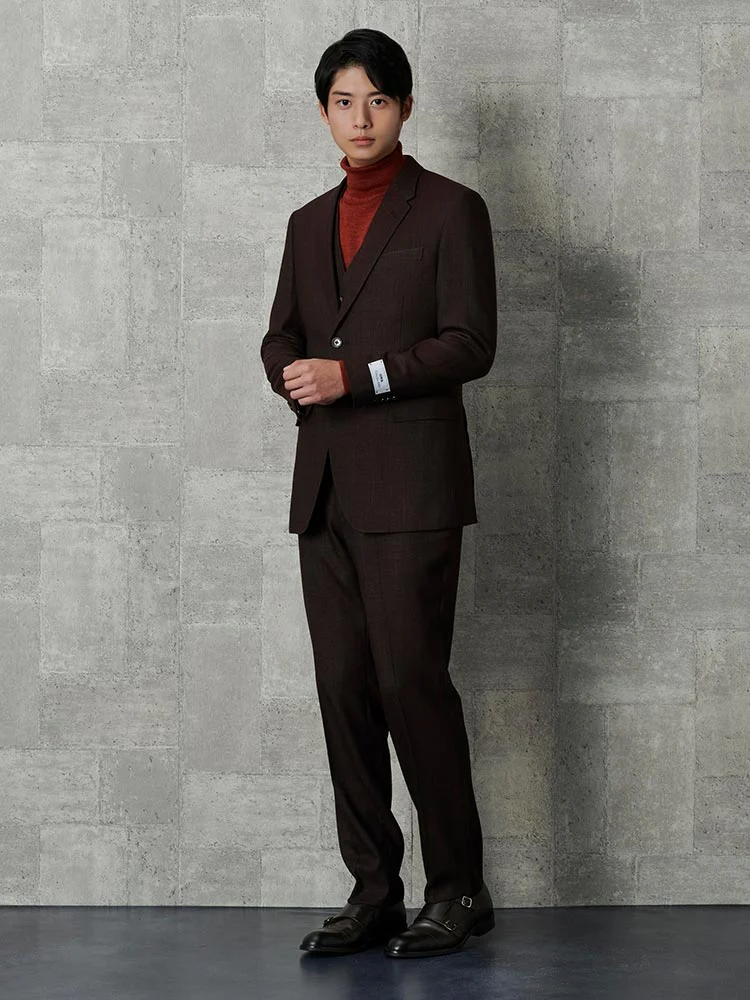 カーキー 【EDWINコラボ】デニムライク ウールセットアップ ベスト