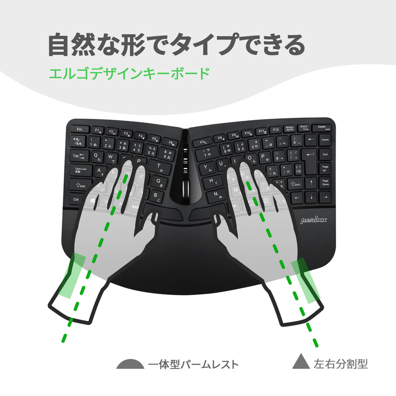 PERIDUO-606US エルゴノミクスキーボード ワイヤレス マウスセット