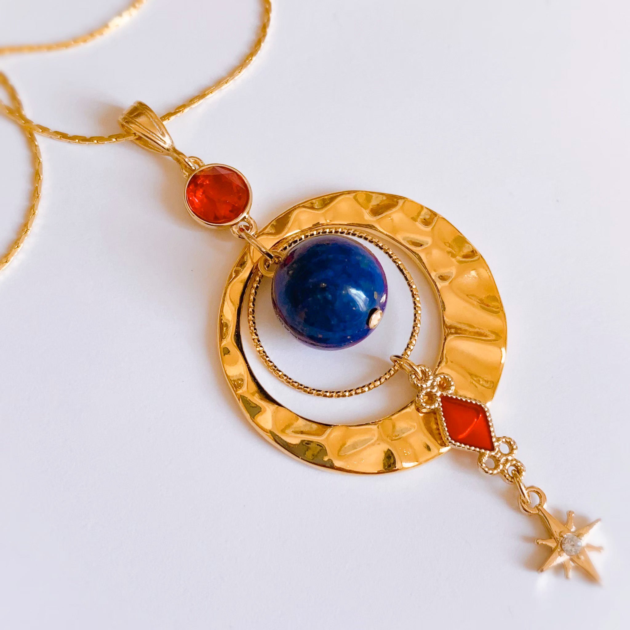 概念アクセサリー】ベネチアガラス&ダブルチャーム ネックレス