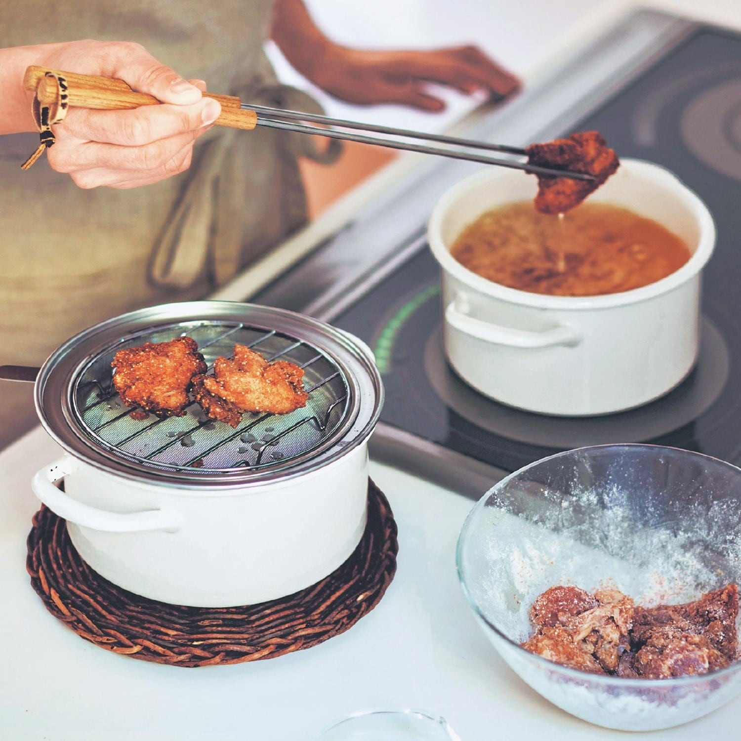 IH対応 Amway 2024年製 アムウェイ 天ぷら ウォック 鍋 網なし@