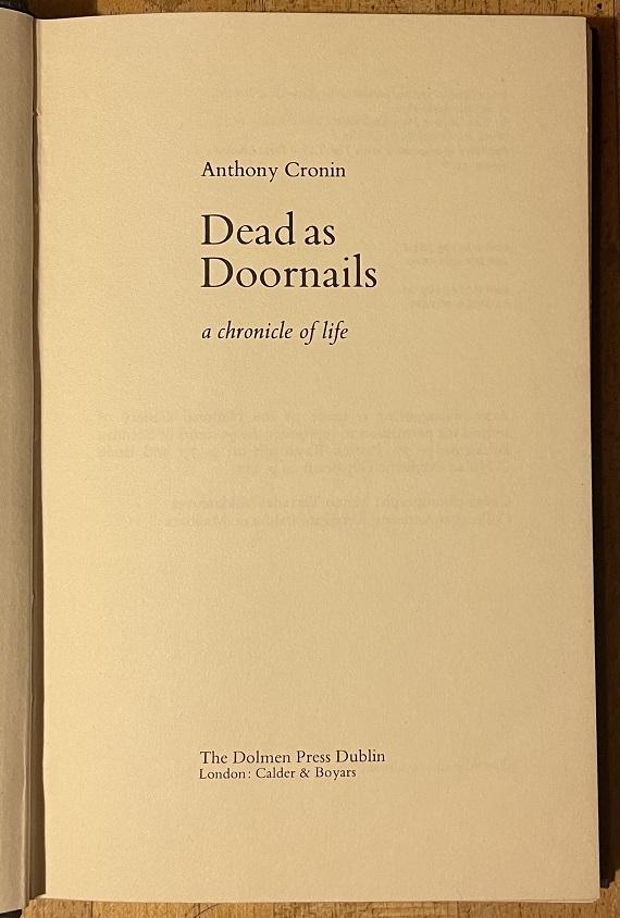 Dead as Doornails: A Chronicle of Life [A Memoir] by Cronin