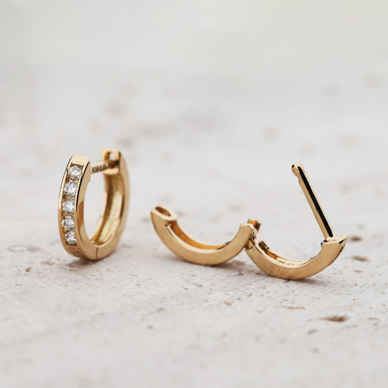 ユニセックス 片耳ピアス│K18 天然 ダイヤモンド ブラック