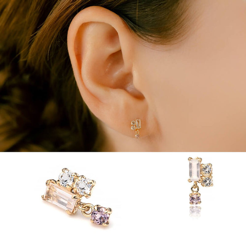 軟骨ピアスをフェミニンに │ 女性らしく可愛らしいローズクォーツ