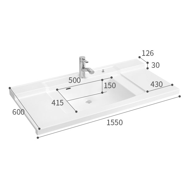 洗面台カウンター VA202-DL Wフリー ツインデッキボウル一体