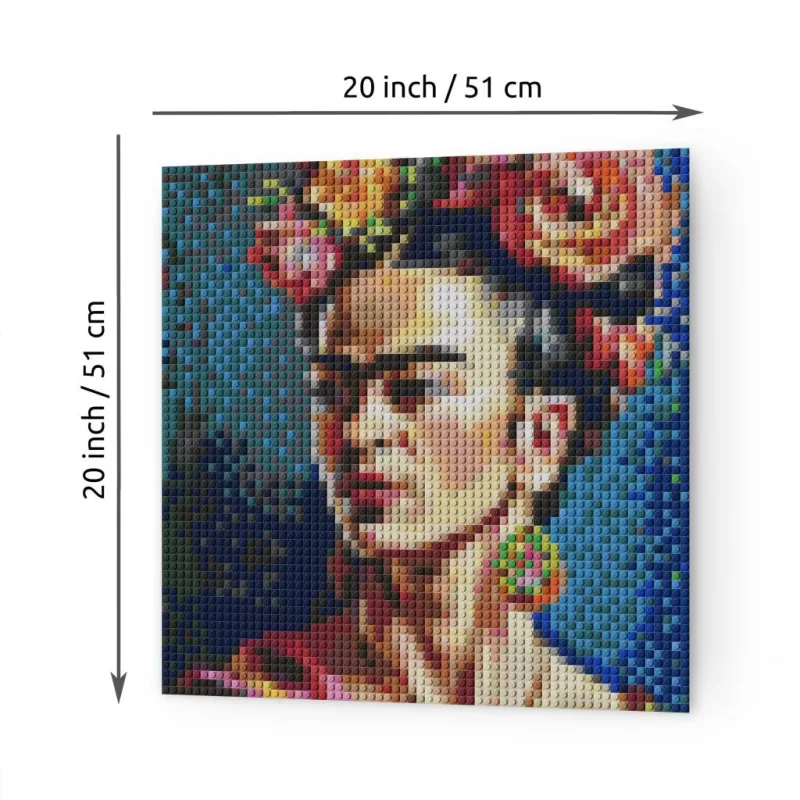 Frida Kahlo Portrait Pixel Art Brick Mosaic