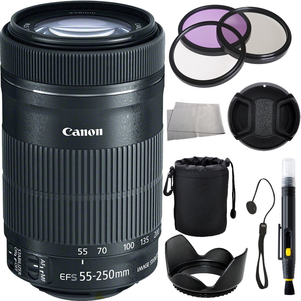 Canon EF-S 55-250mm F/4-5.6 IS STM Lens + Accessory Bundle