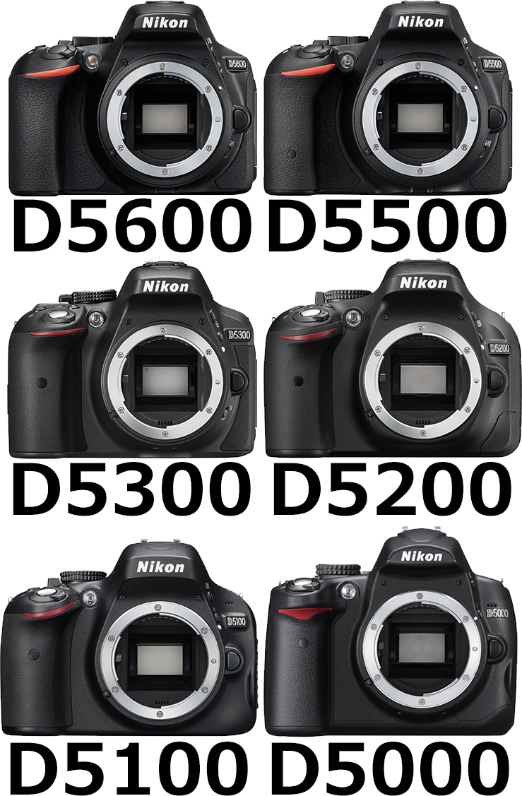 D5000シリーズ(D5600、D5500、D5300、D5200、D5100、D5000)の違い