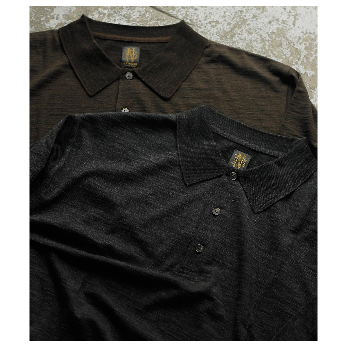 バトナー BATONER ウール ポロ ロングスリープ WOOL POLO LONG SLEEVE