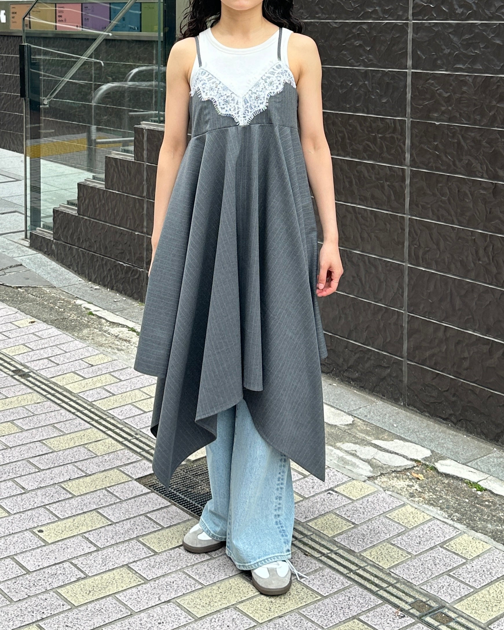 Lace handkerchief hem dress