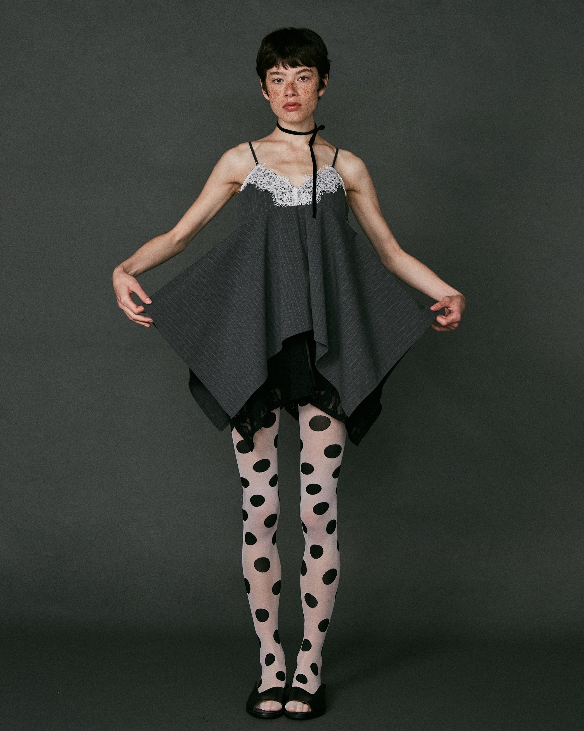 Handkerchief hem lace cami tunic