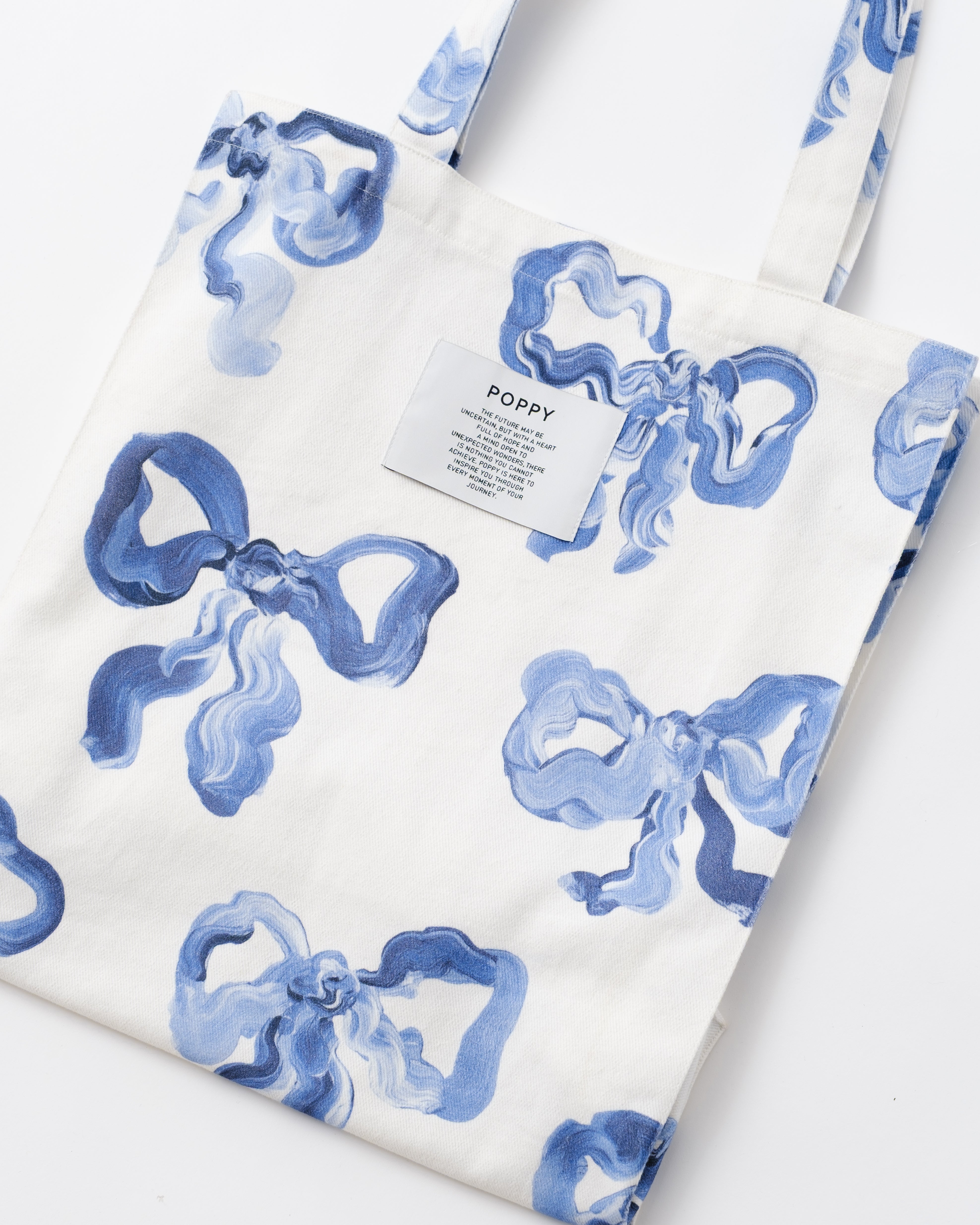 Blue ribbon tote bag