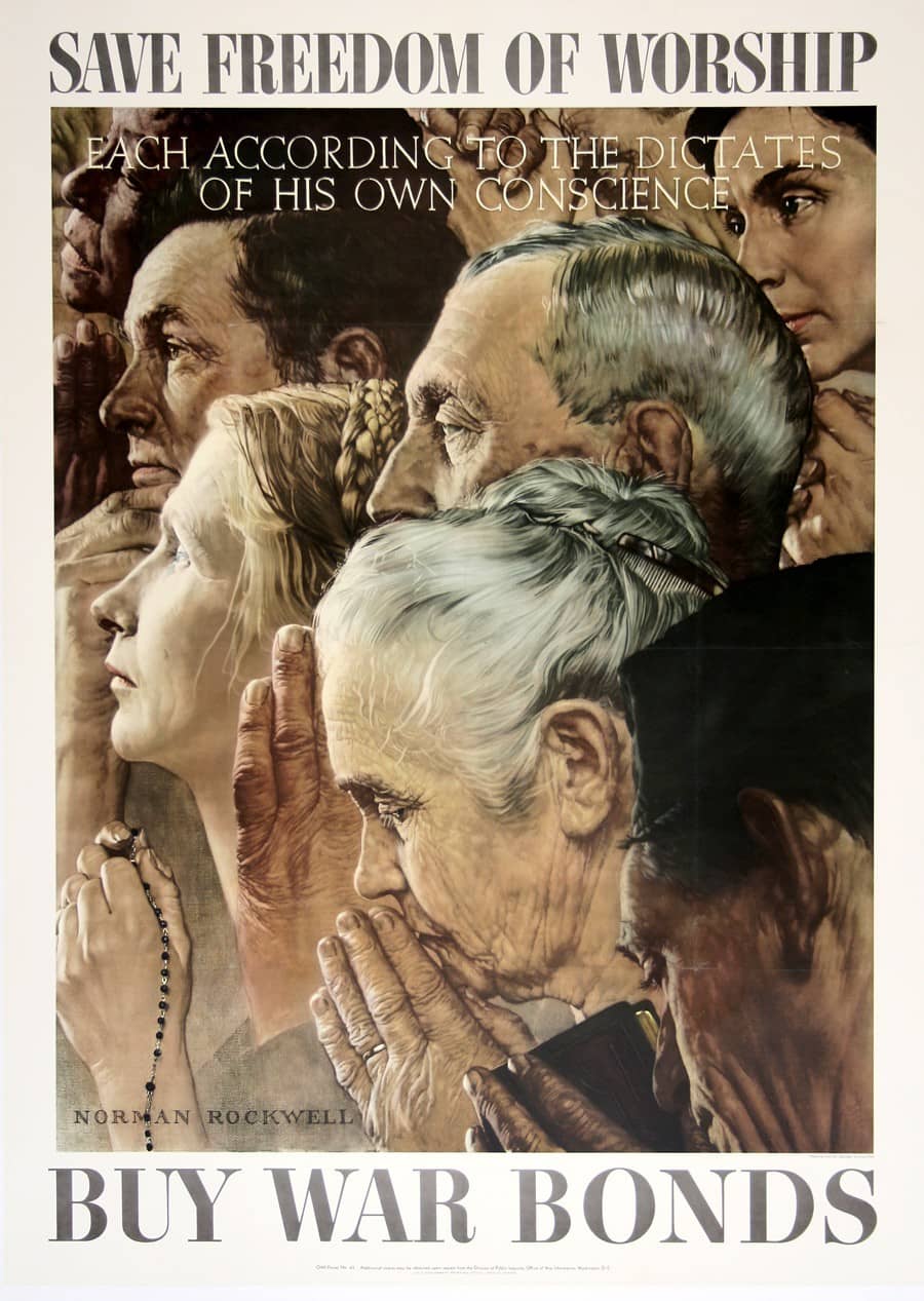 Norman Rockwell Original Freedom of Worship Poster from 1943