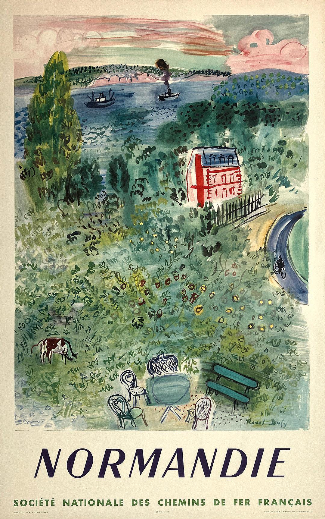 Original SNCF French Travel Poster Normandie by Raoul Dufy 1954