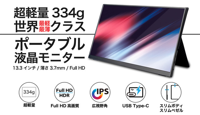 超軽量334g！世界最薄・最軽量クラスのモバイルモニター【Quintokuta