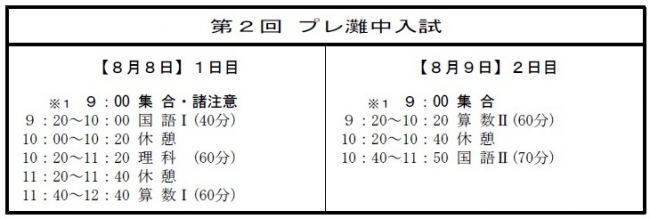 小6 第2回 プレ灘中入試（遠隔地受験）を8月8日（土）に実施