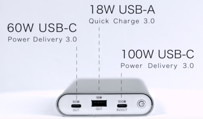 MacBook Pro15インチも充電可能！100Wの高出力モバイルバッテリー