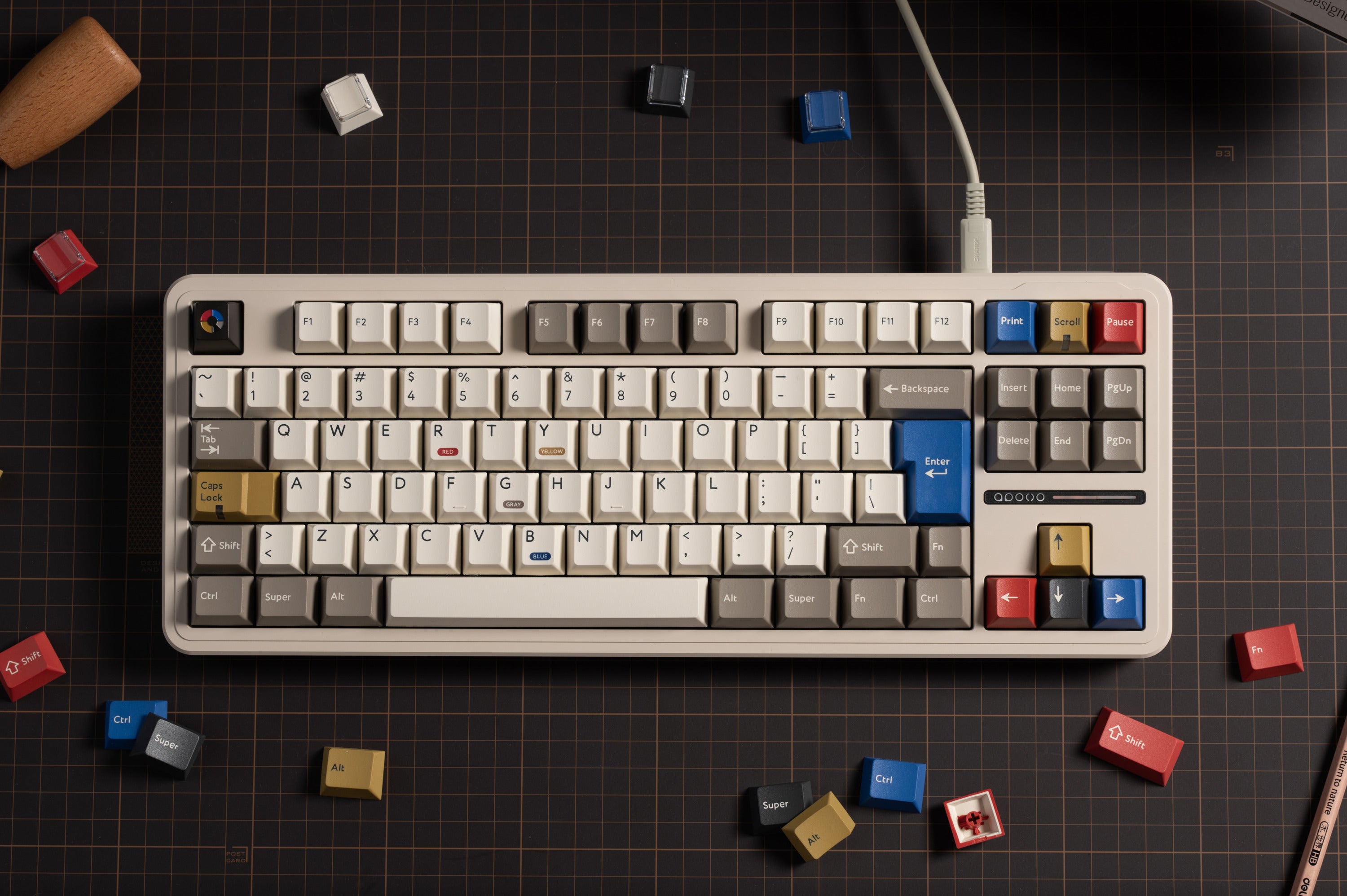 In Stock) PBTFans Retro 100 Keycap Set