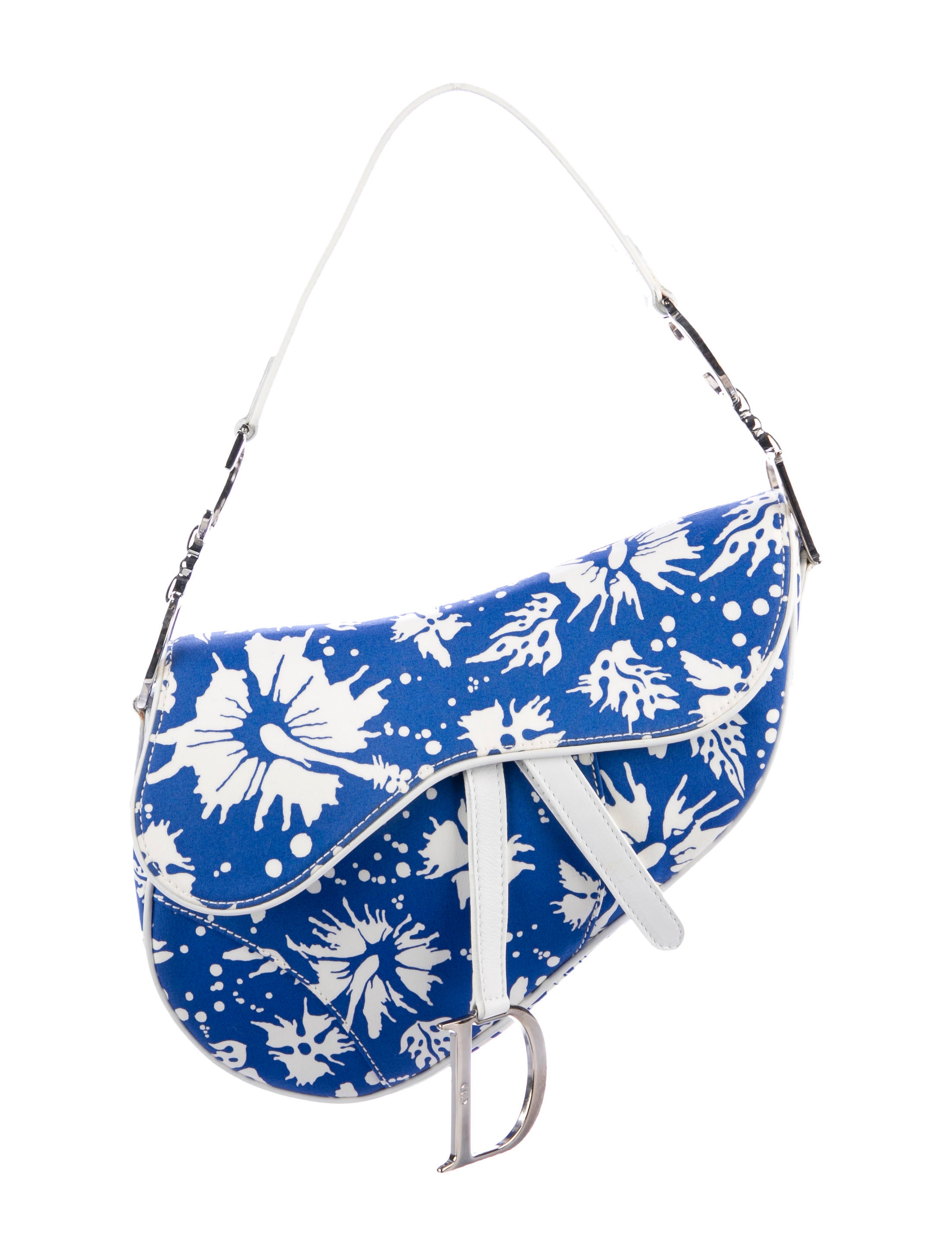 Christian Dior Surf Chick Floral Saddle Bag - Blue Shoulder Bags