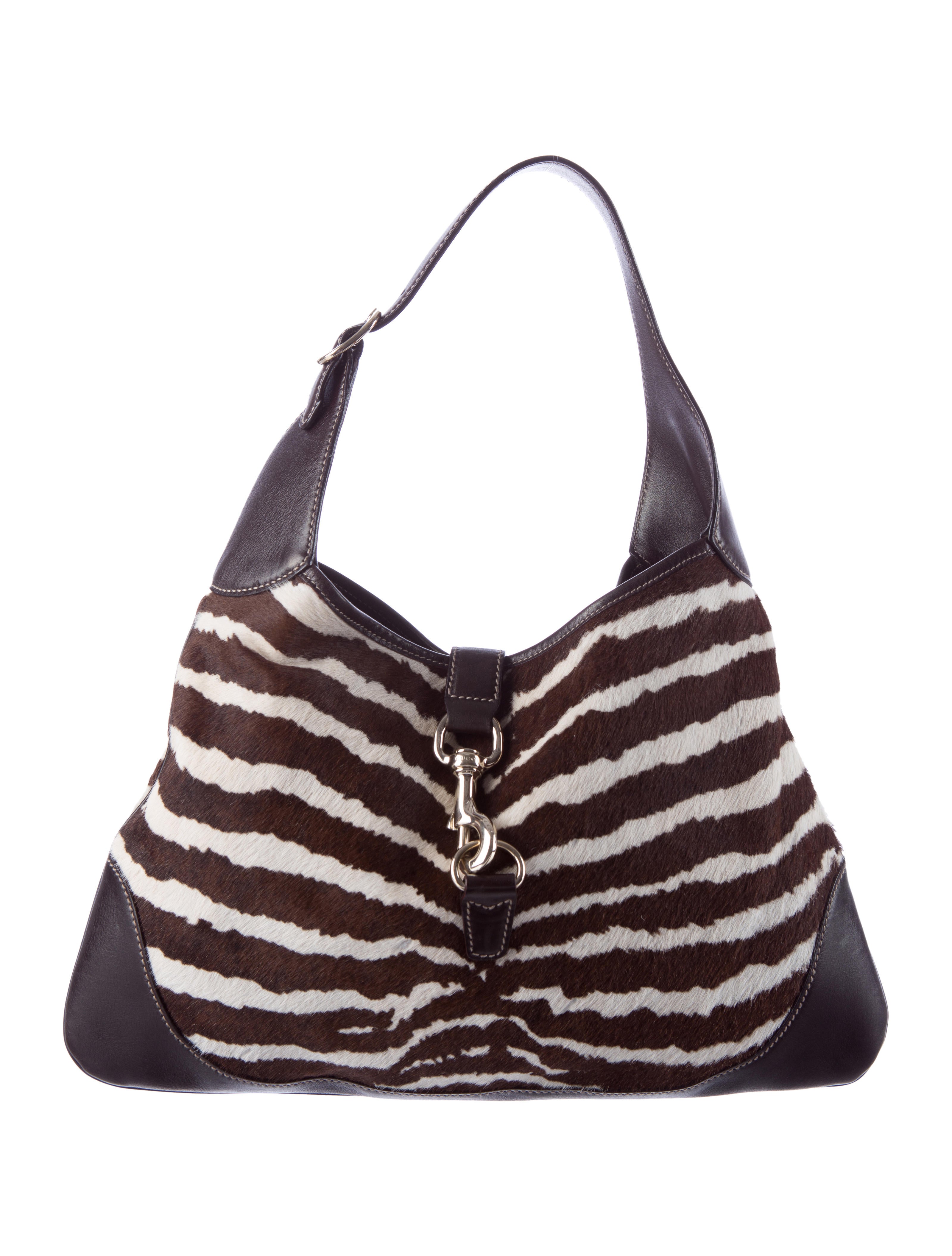 Gucci Zebra Print Ponyhair Jackie Bag - Brown Shoulder Bags