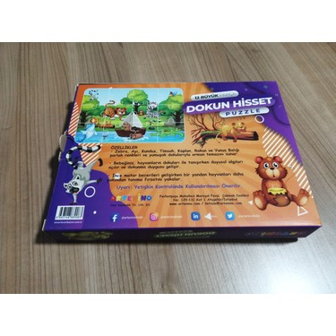 Artenino Neşeli Hayvanlar 12 Büyük Parça Dokun Hisset Puzzle Fiyatı