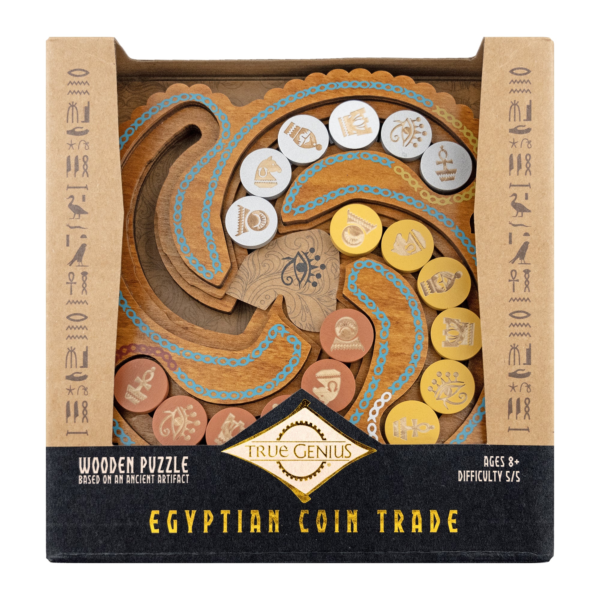 Project Genius: Egyptian Coin Trade - Wooden Brainteaser Puzzle