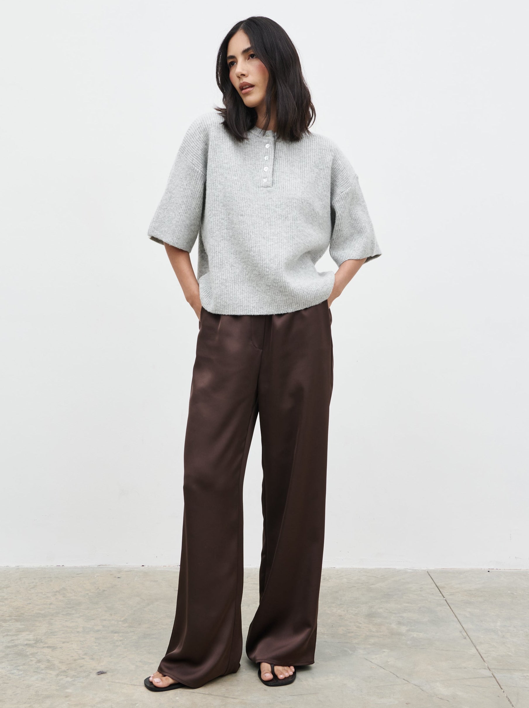 Amari Fluffy Knit Top - Grey Marl – Pretty Lavish