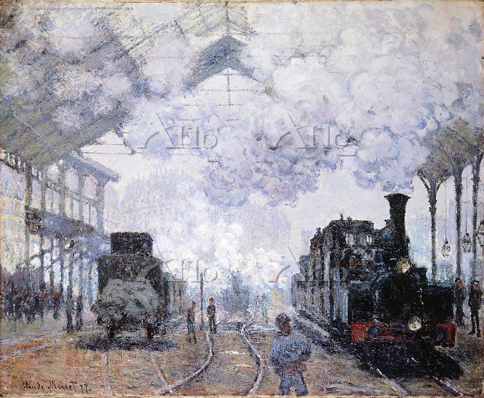 クロード・モネ「サン＝ラザール駅：列車の到着」 [129059866]のアート
