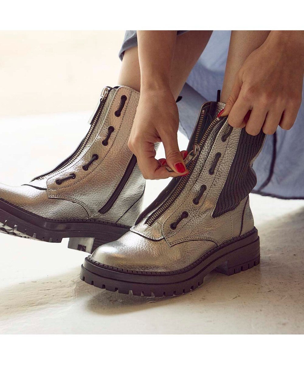 MODE ET JACOMO 【3way】フロントジッパーサイドゴアブーツ （シルバー