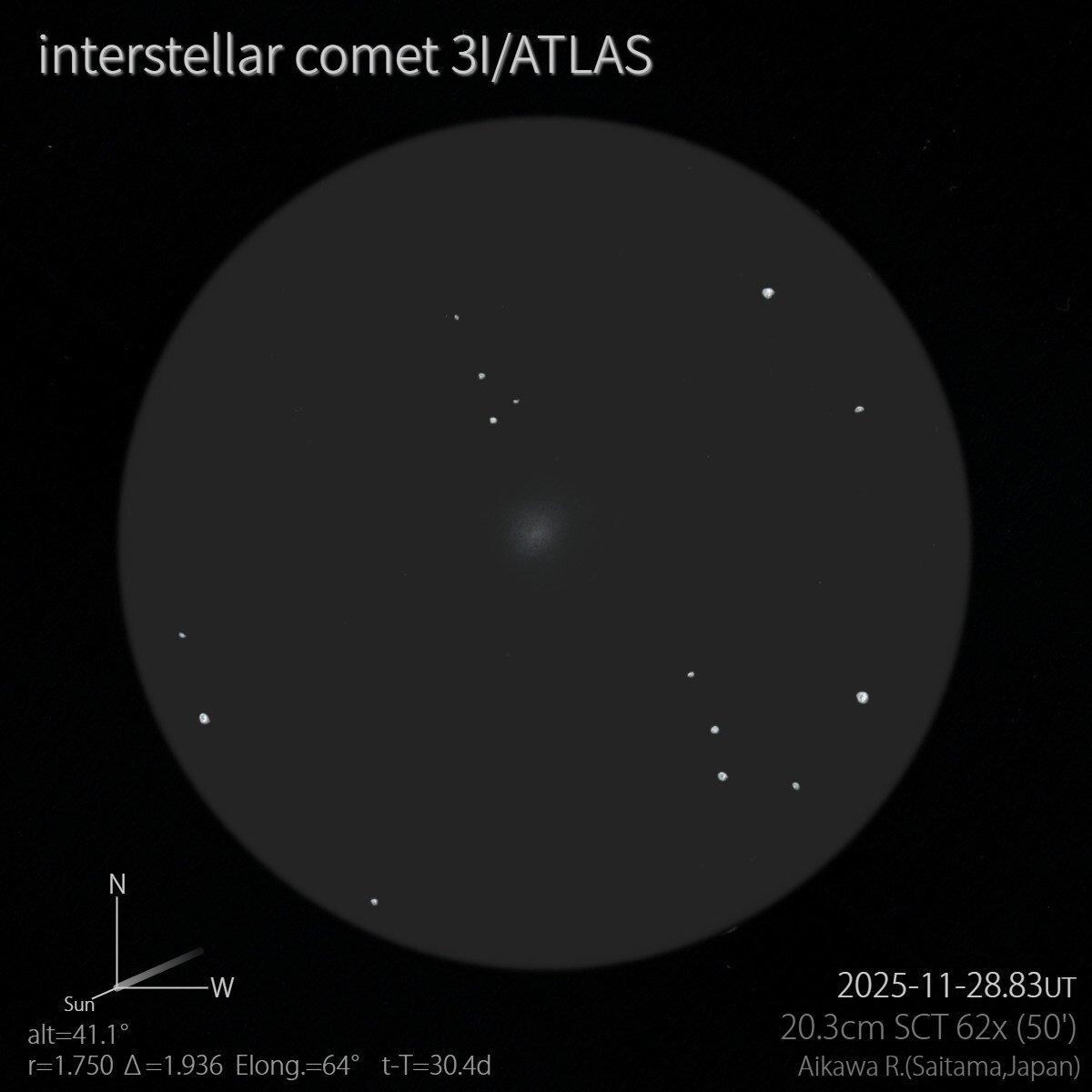 11月29日朝のスケッチ - 3I/ATLAS 恒星間天体アトラス
