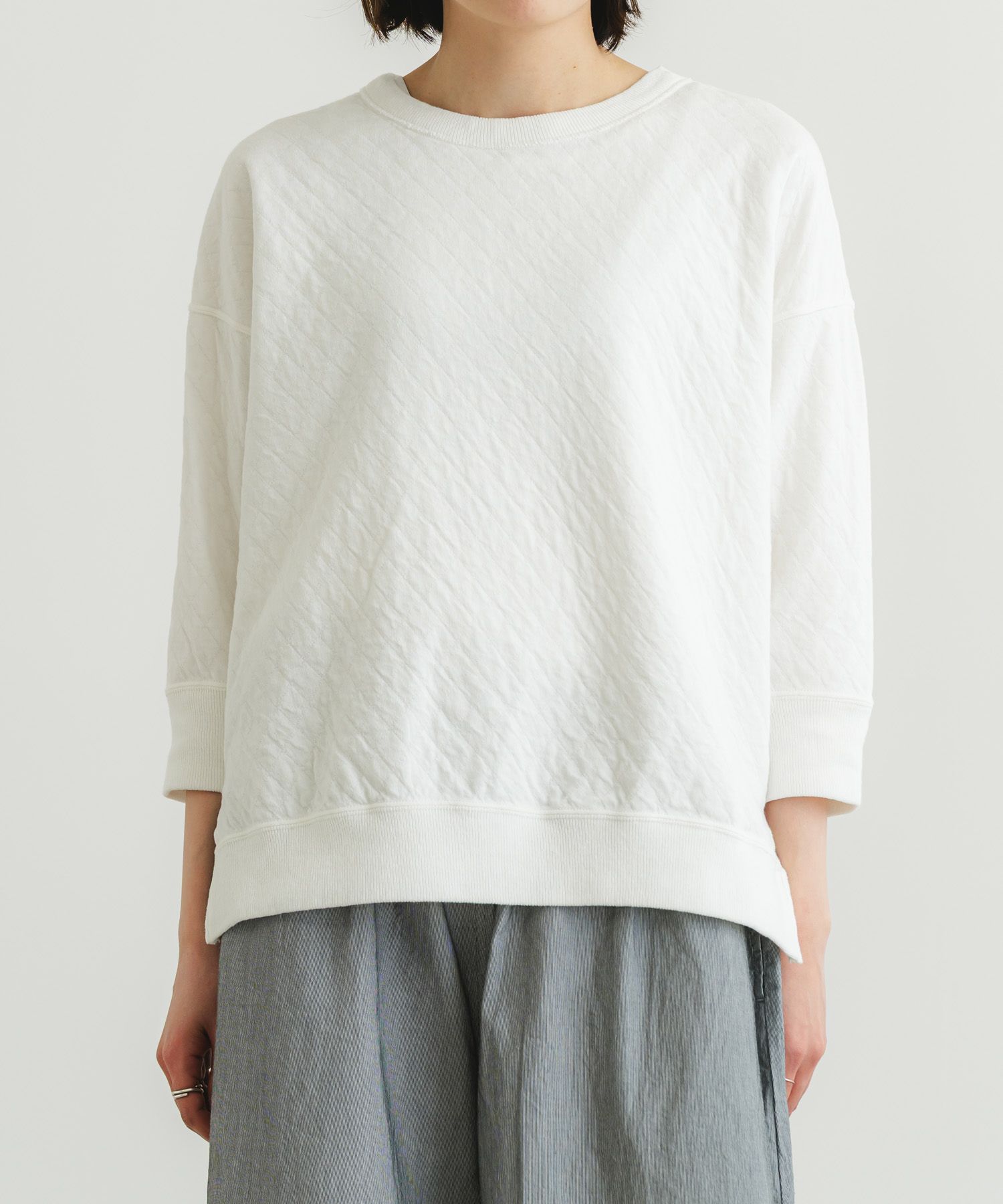 C/NyキルトJQ7分袖クルーネックプルオーバー | quadro (クオドロ) 公式