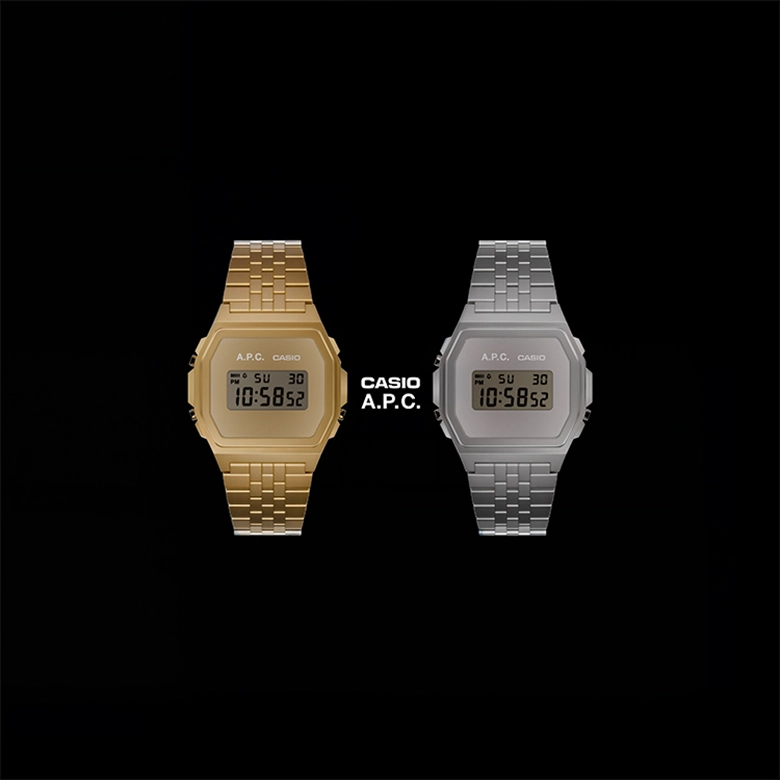 A.P.C. x CASIO、シルバーとゴールドのコラボレーションモデルを発表