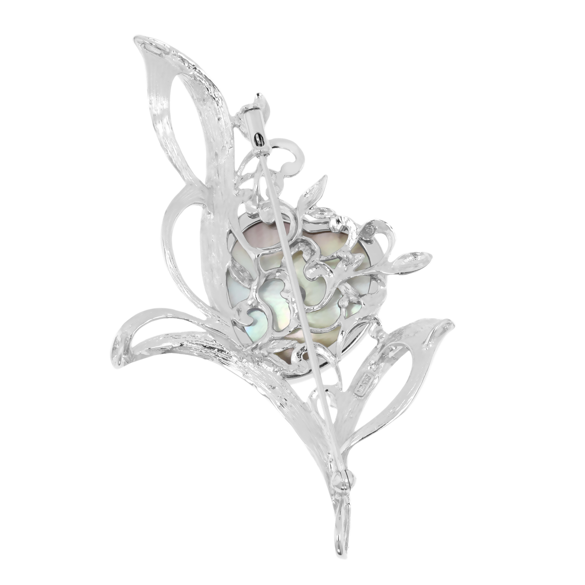 シルバー マベパール ハートシェイプ デザインブローチ - QVC.jp