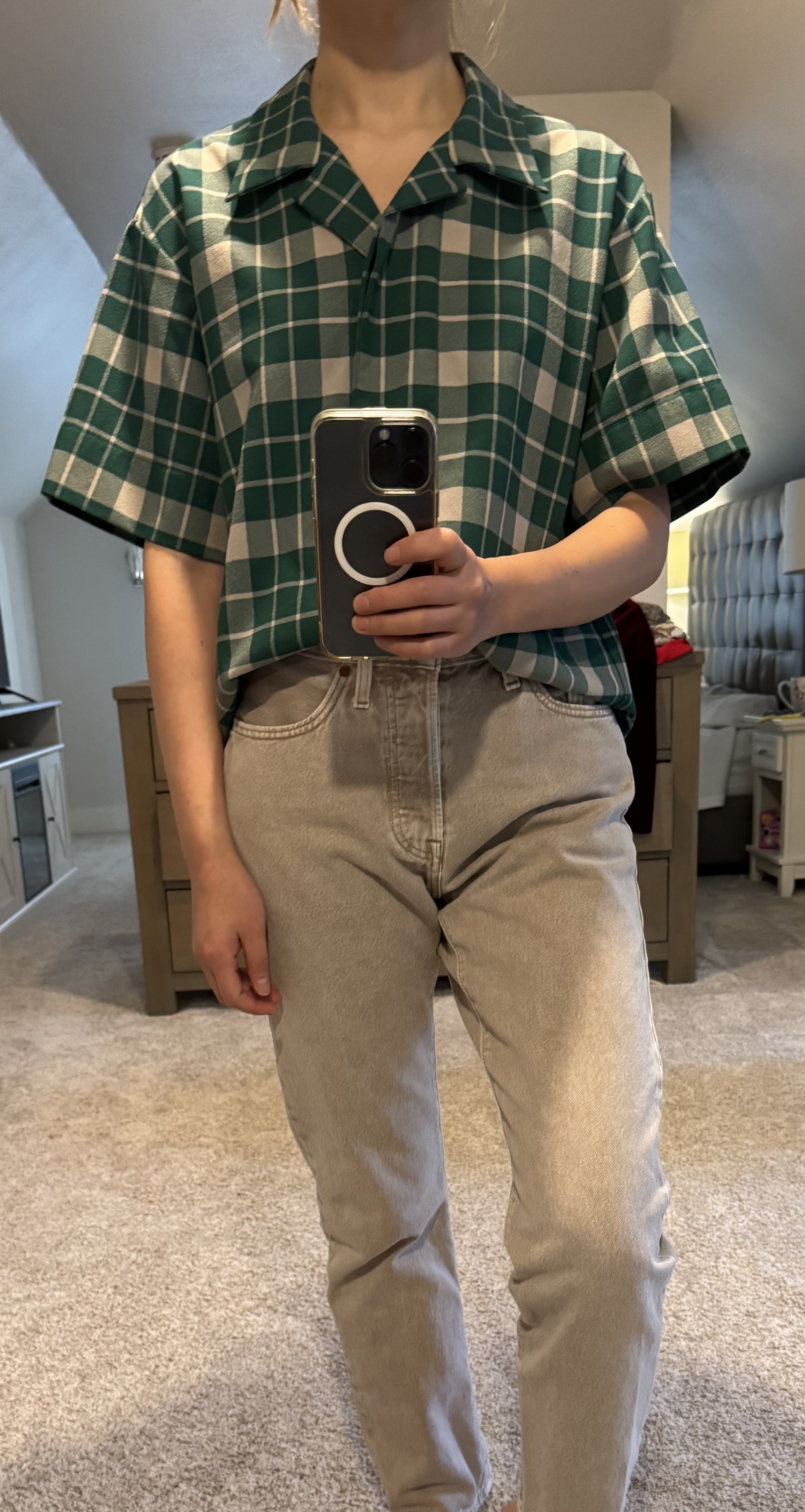 Green Check Boxy Top by MM6 Maison Margiela | Rent the Runway