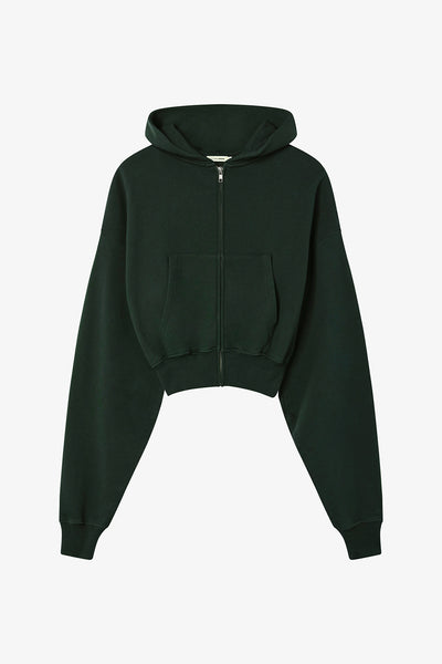 Cropped Zip Hoodie Green
