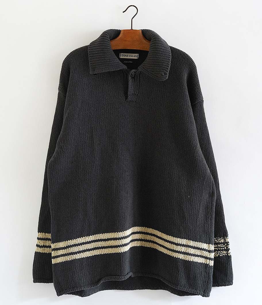 90's STONE ISLAND Polo Button Wool Sweater - Fresh Service