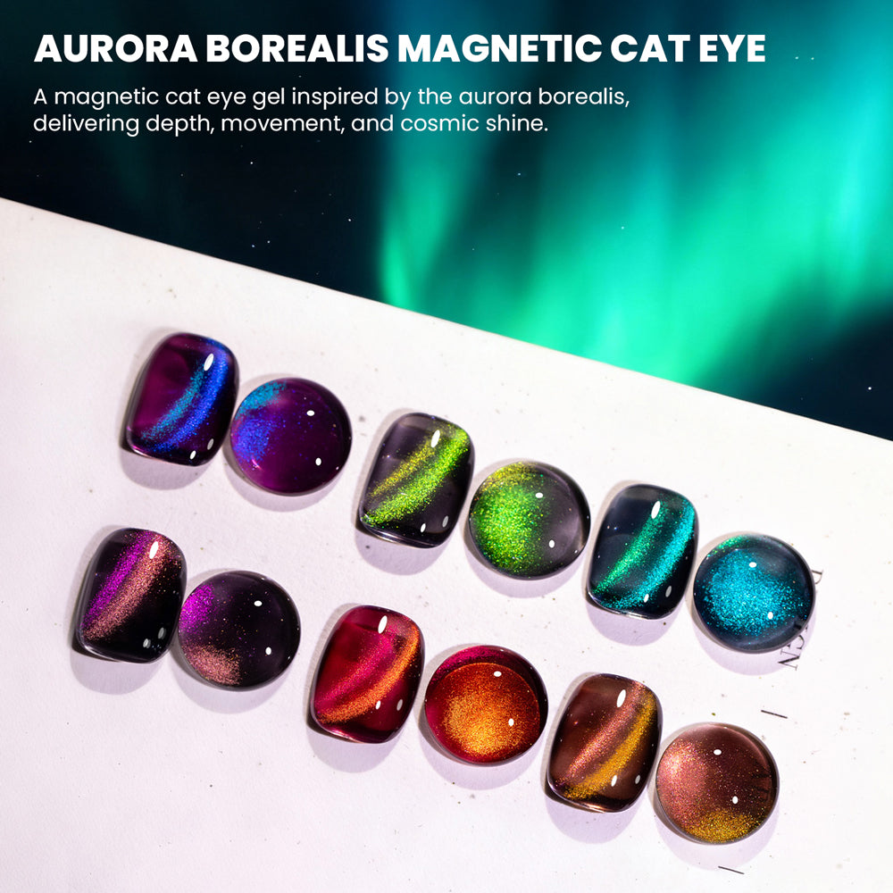 Aurora Borealis Magnetic Cat Eye Gel Polish 6 Colors Galaxy Set