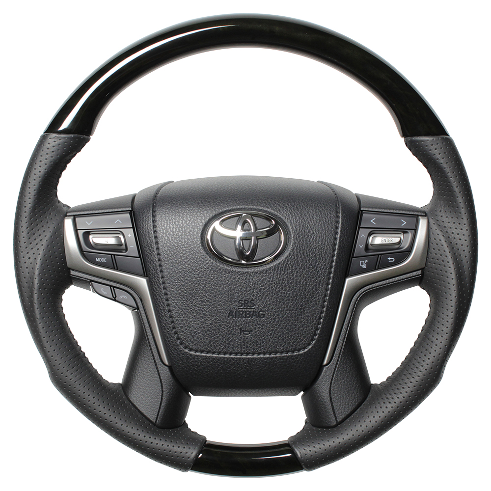 【純正品】トヨタ ランドクルーザー ステアリングハンドル トヨタ：ランドクルーザーの純正ステアリングハンドルの本革巻き直し