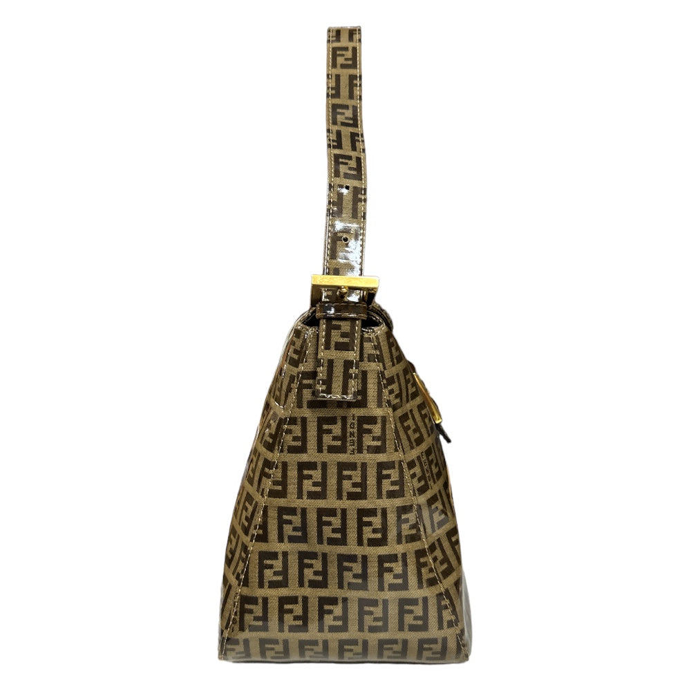 FENDI フェンディ ズッキーノ ショルダーバッグ エナメル ブラウン