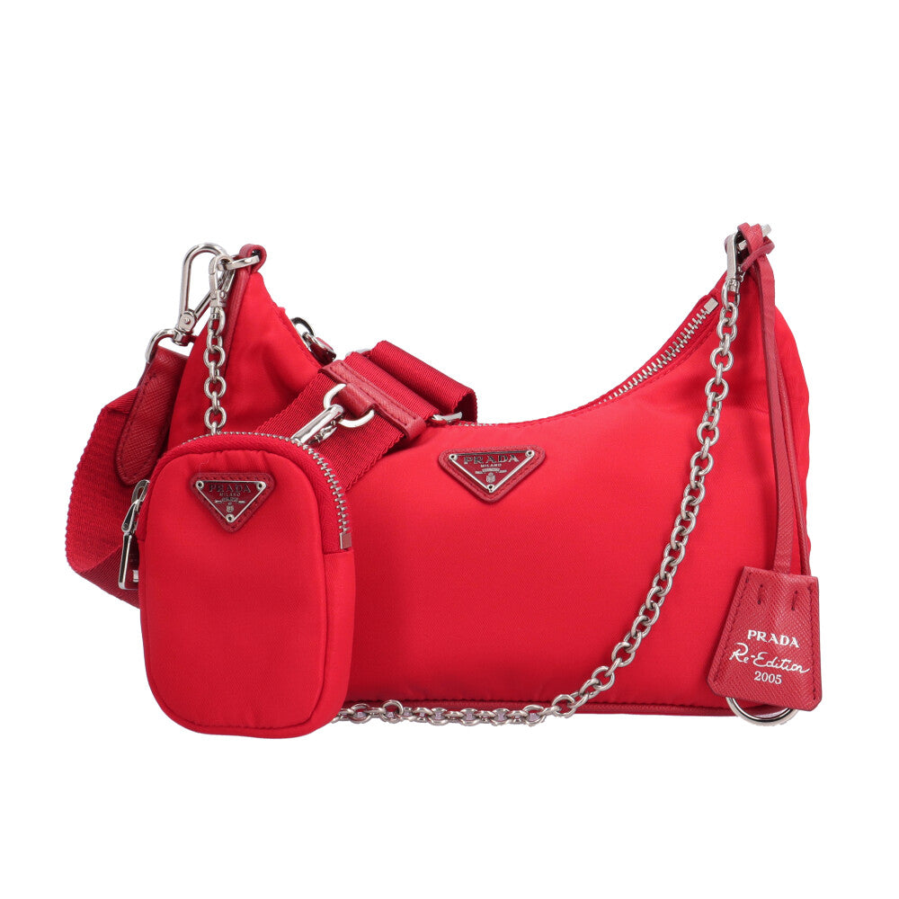 PRADA プラダ ショルダーバッグ ナイロン レッド ユニセックス 中古