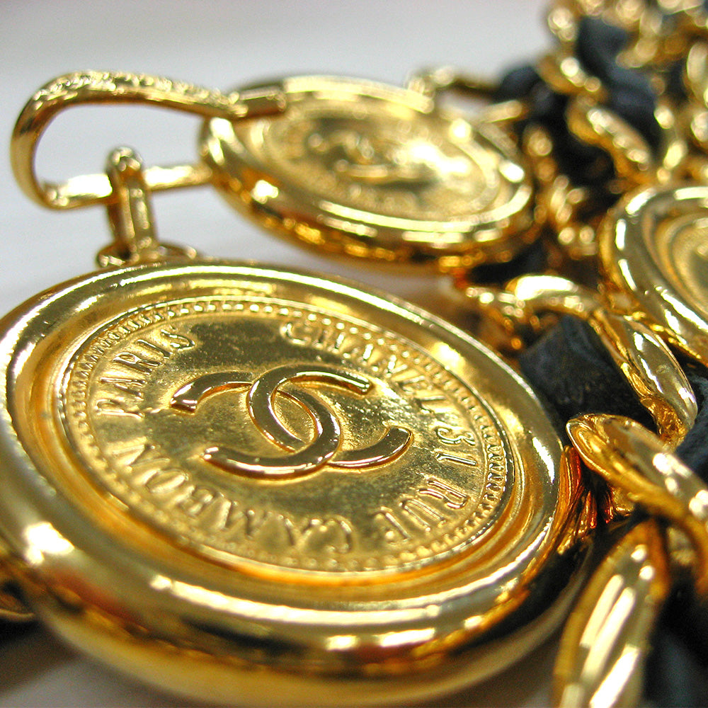 中古】 シャネル CHANEL ベルト チェーンベルト ココマーク 3連