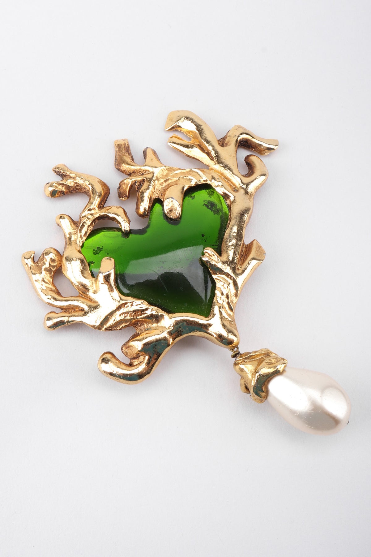 Vintage Christian Lacroix Baroque Sea Glass Coral Branch Heart