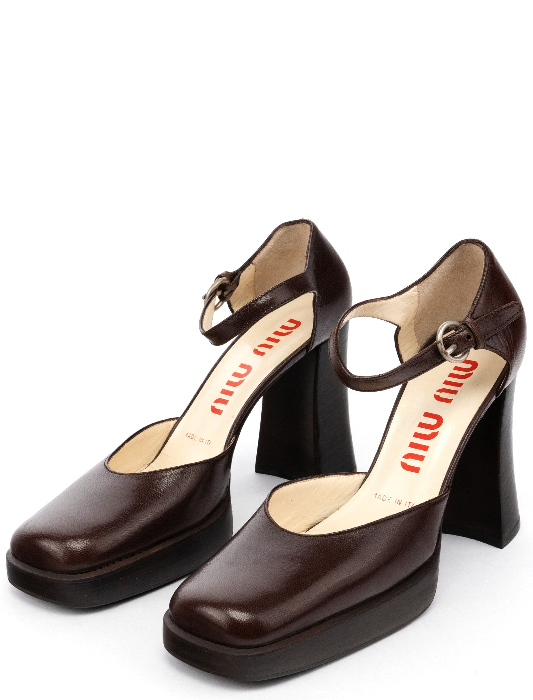 Miu Miu Brown Leather Mary Jane Platform Heels – Rediscover Vintage