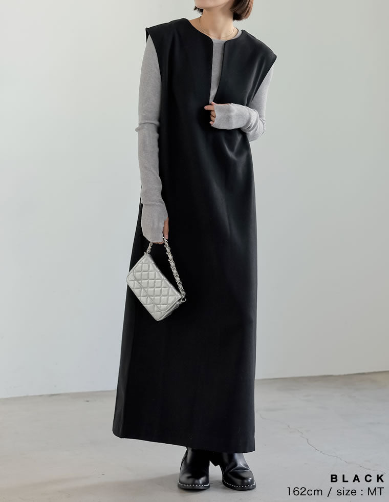 ウール混キーネックジャンパースカート - ワンピース通販 | 人気