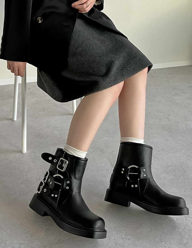 バックルデザインミドルエンジニアブーツ - シューズ通販 | 人気