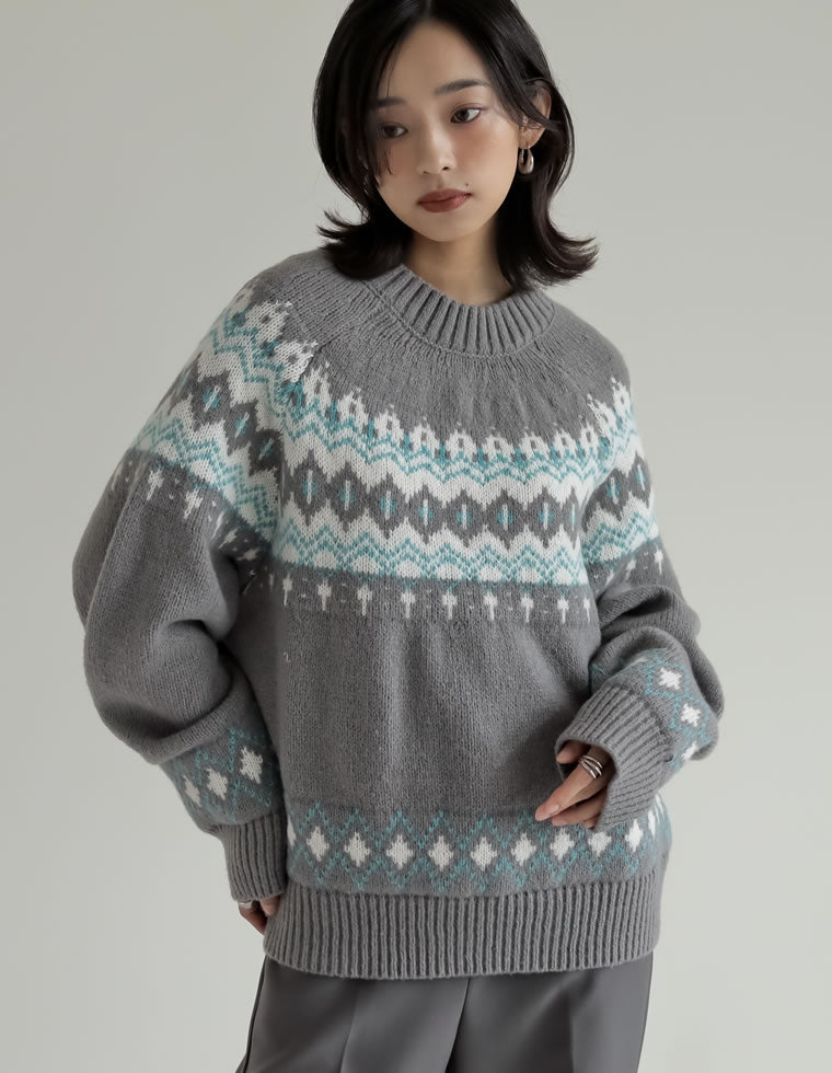 ノルディック柄ニットプルオーバー - トップス通販 | 人気レディース