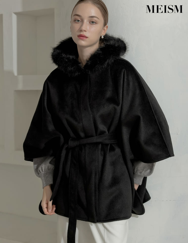 ウールライクファーティペット付きコート - ジャケット/アウター通販