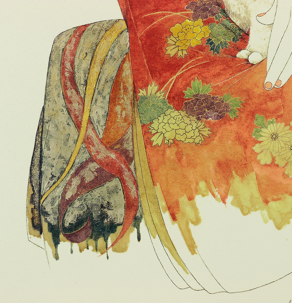 米倉斉加年 Yonekura Masakane ca 1970-90 Lithograph 'Kitten and Red