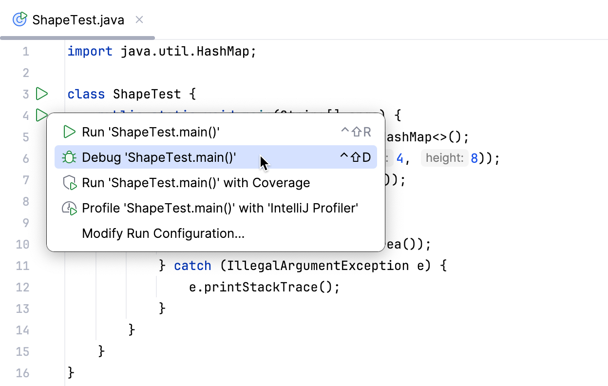 コードのデバッグ | IntelliJ IDEA ドキュメント