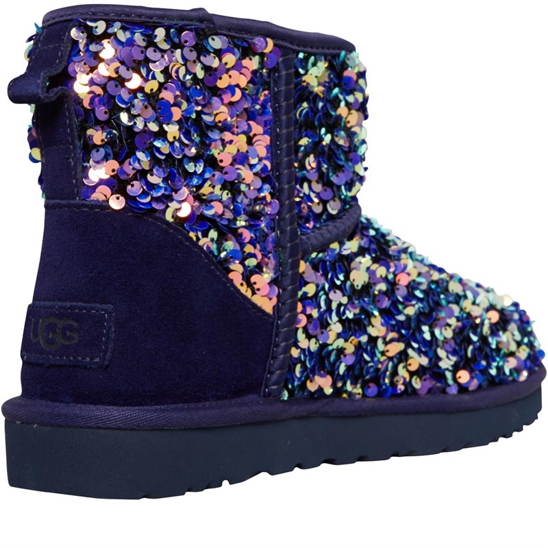 UGG Dames ® Classic Mini Stellar Sequin Enkellaarzen Donkerpaars